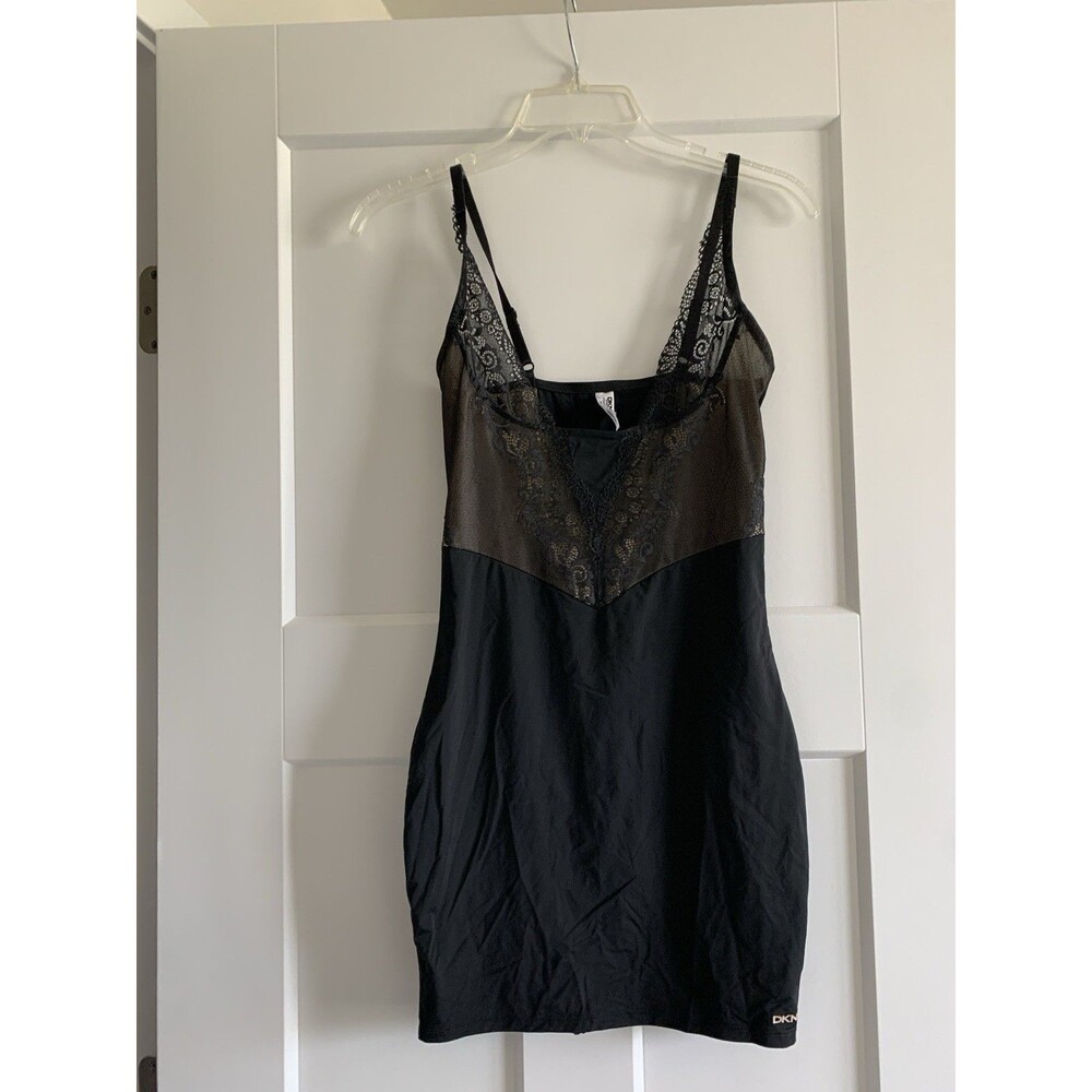 DKNY Women’s Black Shapewear Lace Slip Dress, Medium